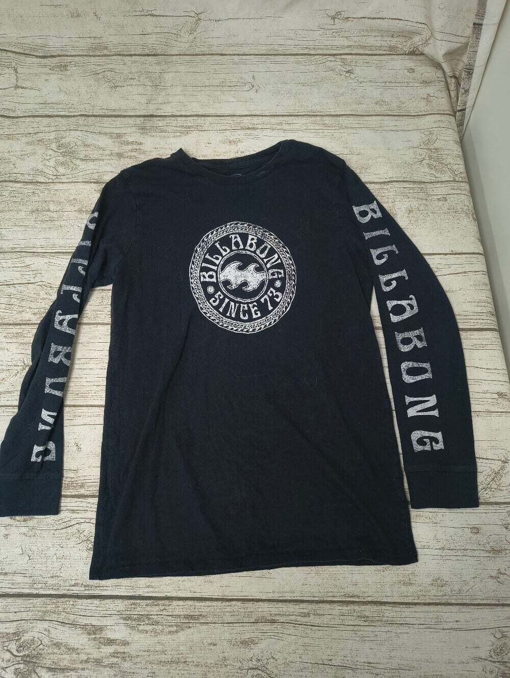 Billabong Black Long Sleeve Large Logo Spell Out Size Men Large